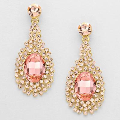 Shimmer Speck Gold Tone Rosy Drop Earrings.JPG